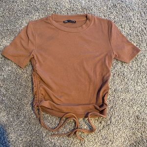Size Small worn about 3 times brown/tan Zara Top